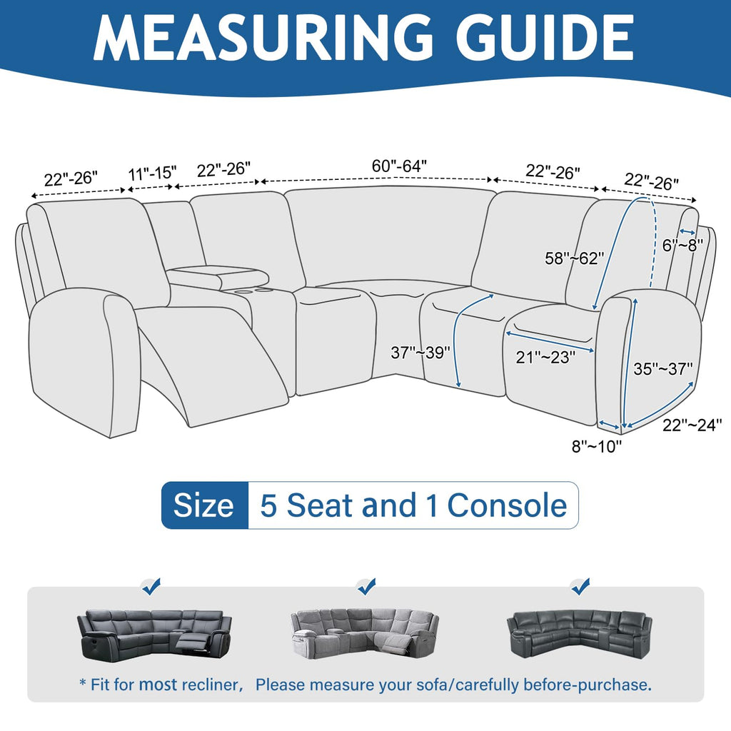 100% Waterproof Recliner Sectional Couch Covers L Shape Stretch Corner Reclining Sectional Sofa Cover Washable