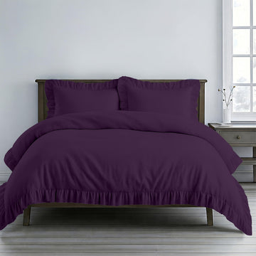 Custom Ruffle Trim Duvet Cover - 100% Egyptian Cotton, 600 Thread Count Decorative Comforter Cover (Desired
