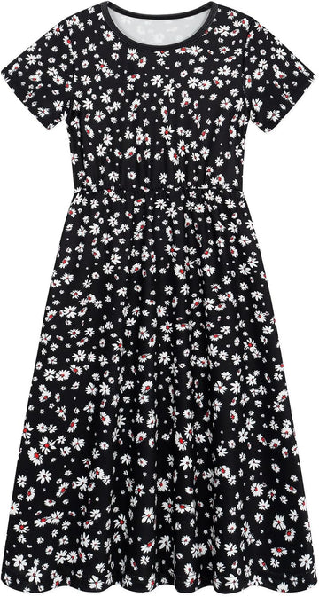 Girls Dresses Casual Maxi Dress Floral Print Dress for Girls