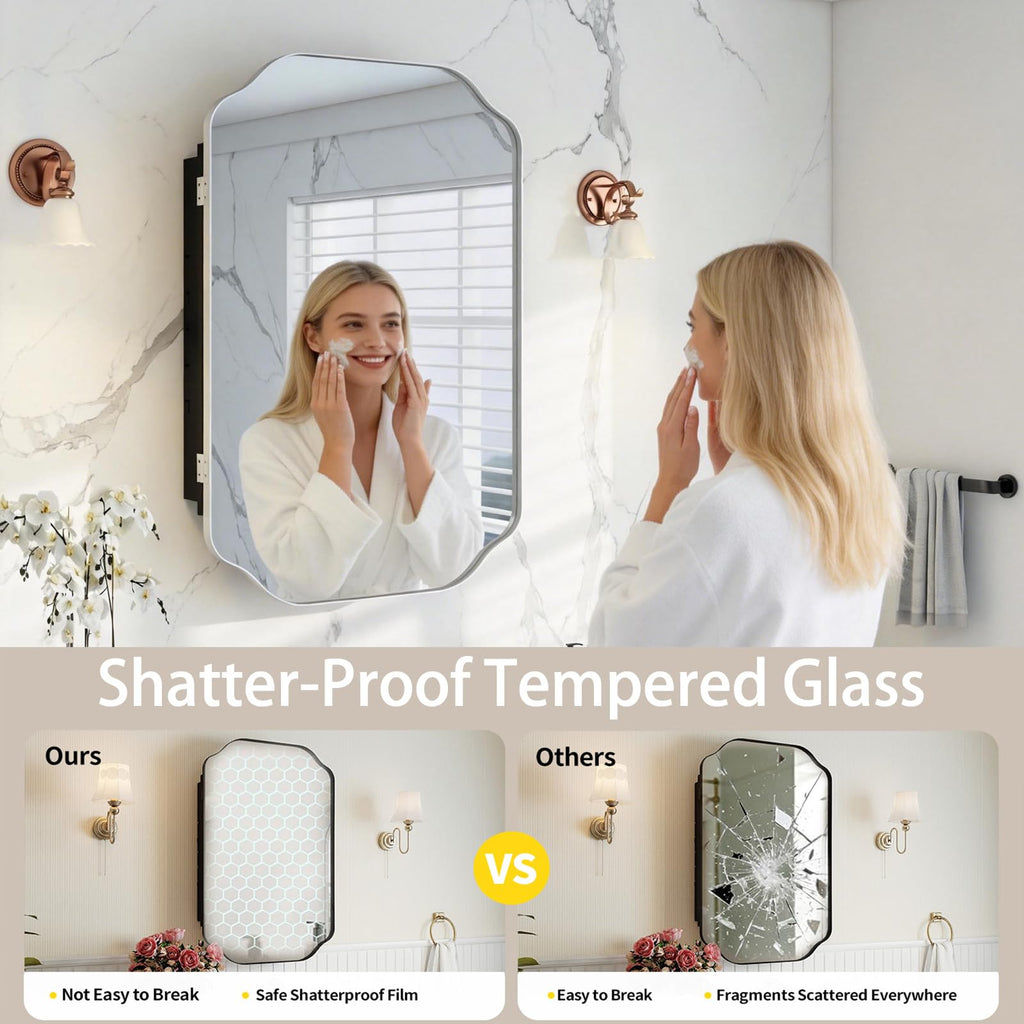 16"x25" Bathroom Medicine Cabinet Wall-Mounted Mirror with Storage