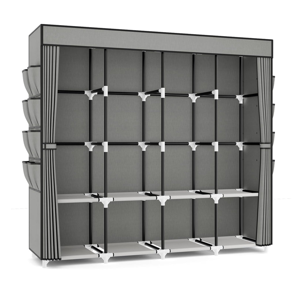 Portable Closet for Hanging Clothes, 67 Inch Wide Portable Wardrobe Closet with Cover, 4 Hanging Rod, Storage Shelves