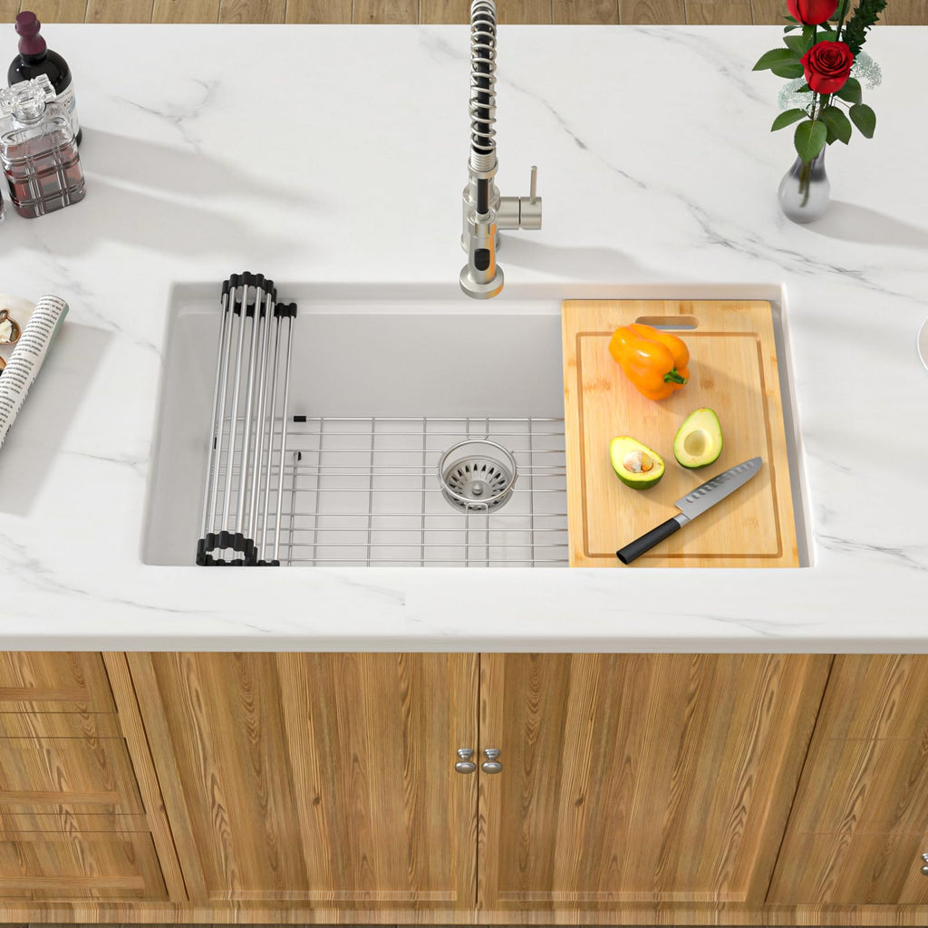 32x19 Granite Composite Kitchen Sink - 32 Undermount Kitchen Sink Workstation White Granite Quartz Composite Under