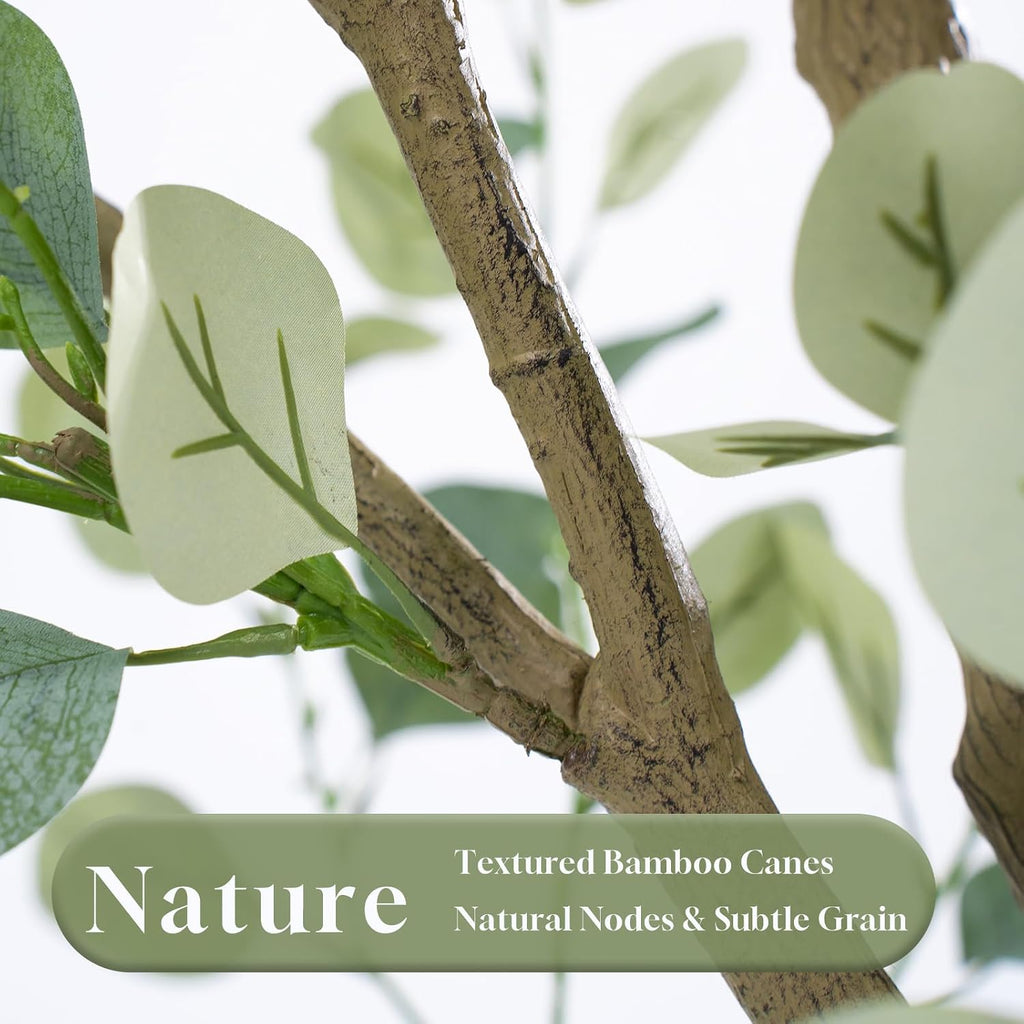 8FT Artificial Eucalyptus Tree Indoor, Faux Eucalyptus Tree with 901 Silk Leaves, Tall Fake Tree - Artificial Tree