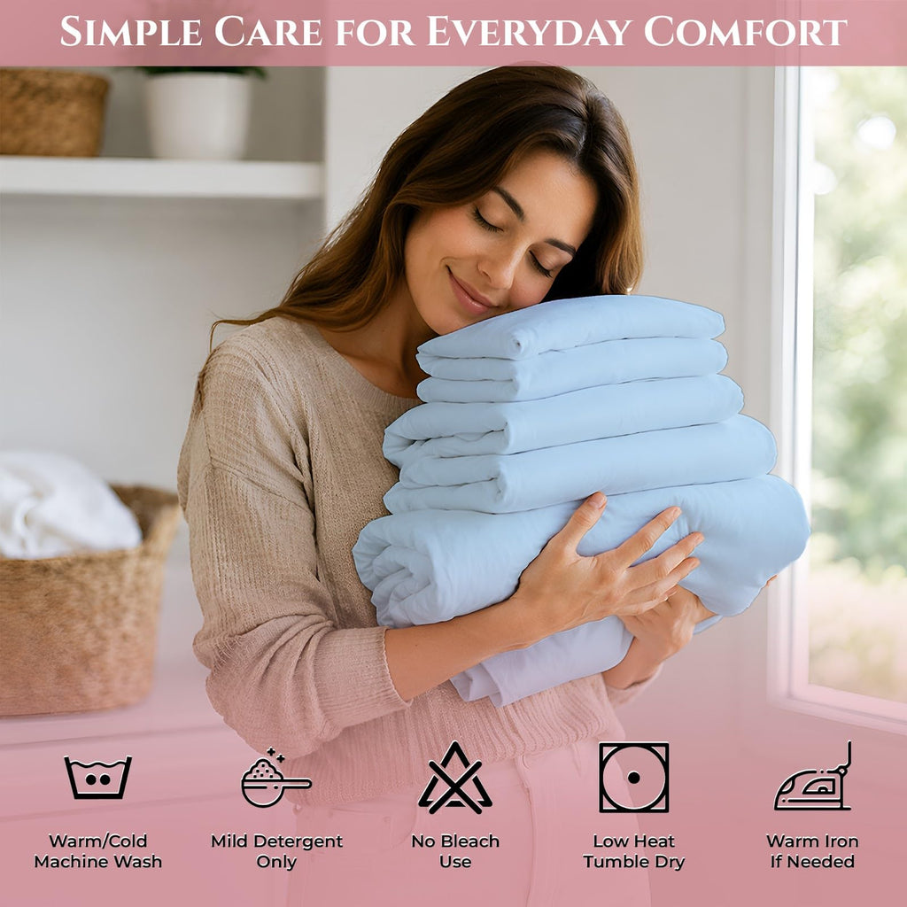 RV King (72 x 80) 400 Thread Count Egyptian Cotton Sheet Set - Sky Blue, 4 Pc Including Deep Pocket Fitted Sheet &