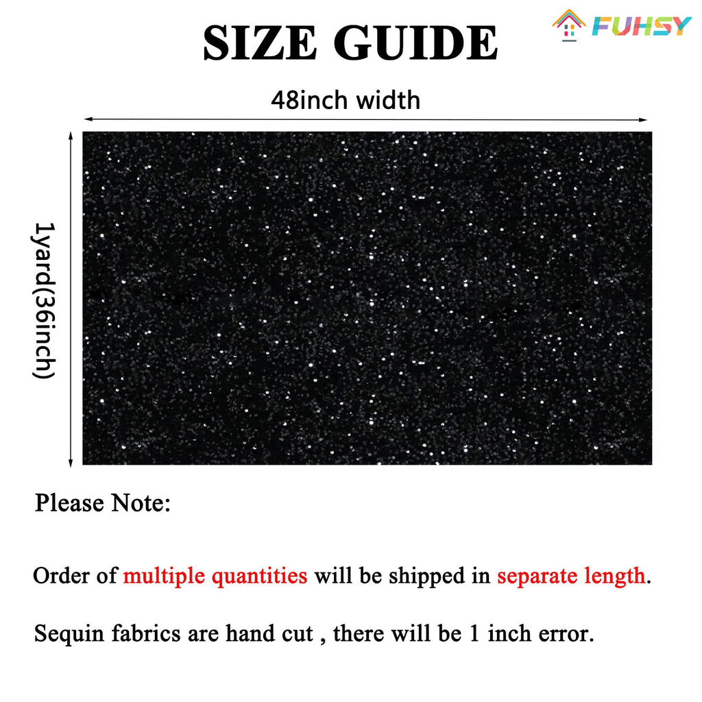 Black Sequin Fabric by the Yard Velvet Fabric 1 Yard Sparkle Linen Fabric for Sewing Spandex Velvet Knit Fabric for