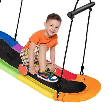 Surfing Tree Swing, Platform Swing with Soft Handles and Adjustable Height, Saucer Tree Swing with Stable Metal Frame