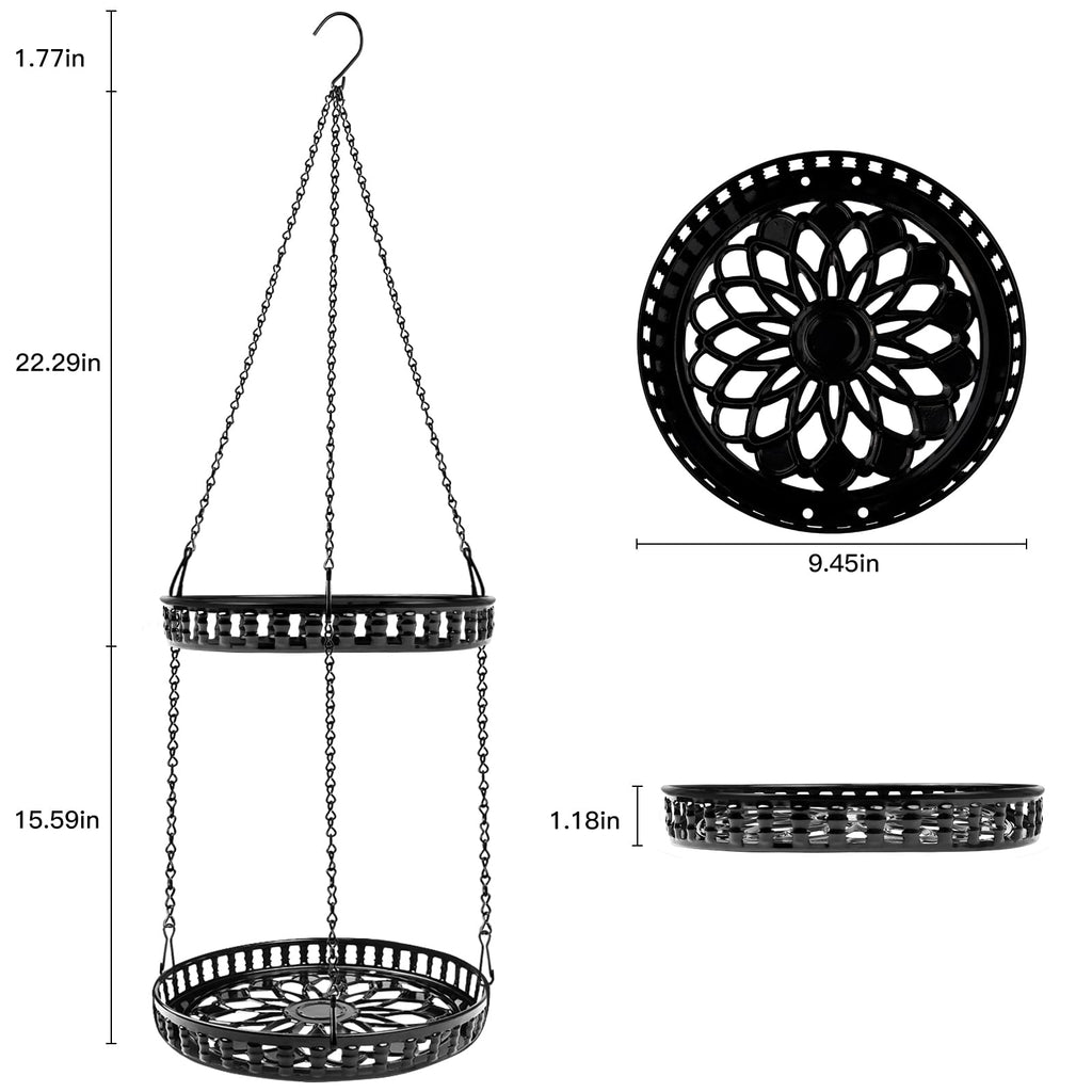 2 Tier Hanging Planters for Indoor Outdoor Plants, Metal Plant Hanger, 2pack