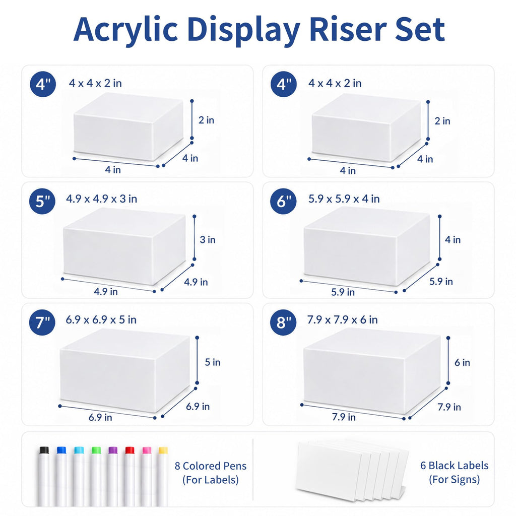 6Pcs Buffet Risers, Acrylic Food Risers, Buffet Table Risers and Stand Shelf Desktop Display for Party Catering