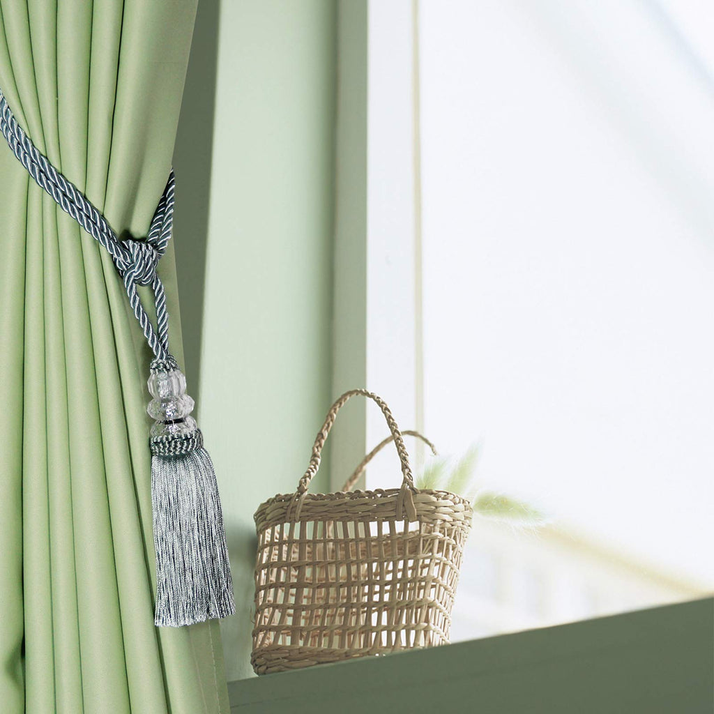 Tassel Curtain Tiebacks Handmade Curtain Tie Backs, Elegant Crystal Curtain Holdbacks Decor (Blue, 2P)
