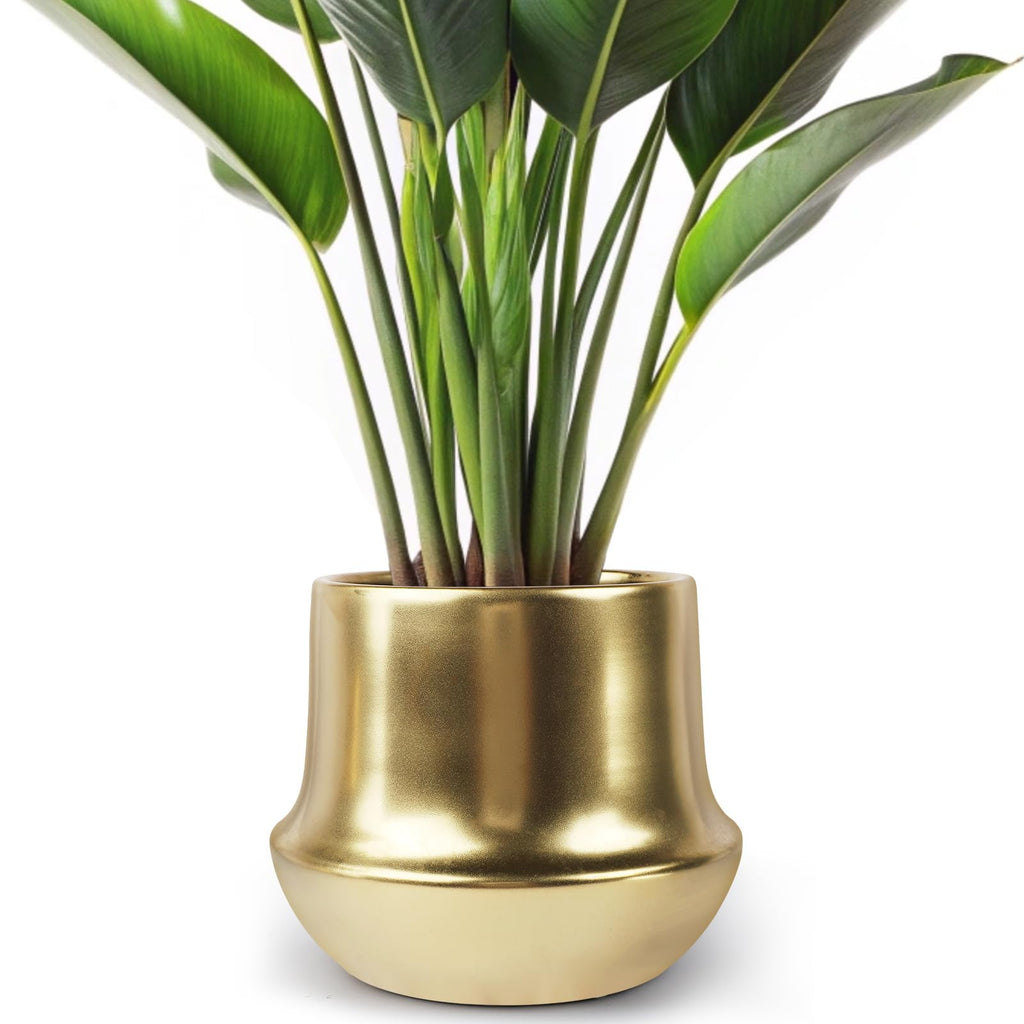 Gold Planter Pot Indoor Ceramic Flower Pots Modern Decorative Large Plant Pot 7.1 inch Gold Brass Planter for All