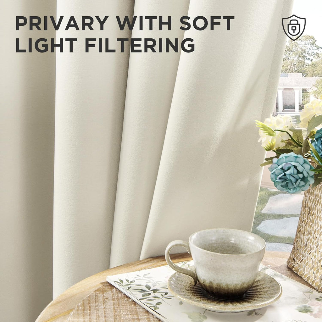 White Velvet Curtains 84 Inches 2 Panels, Luxury Thermal Insulated Soft White Curtains , Room Darkening Velvet Drapes