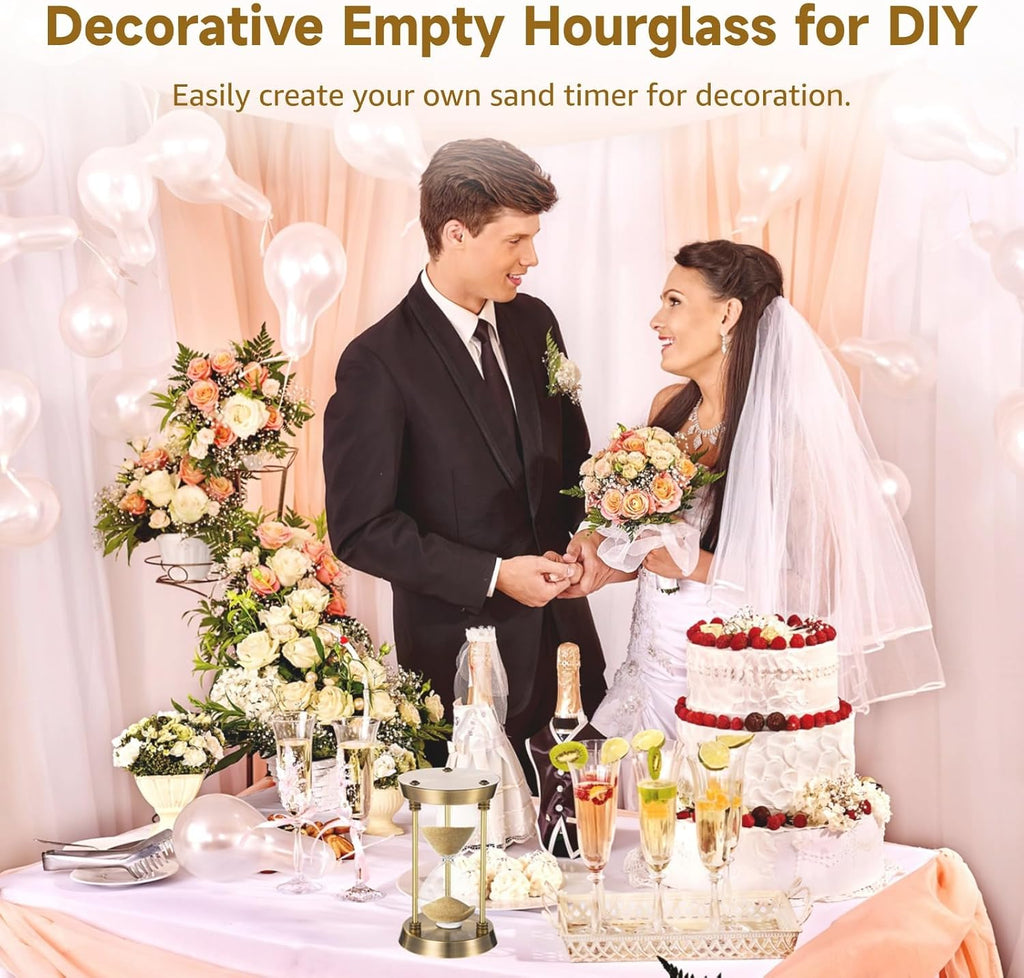 Empty Hourglass, Vintage Bronze Fillable Sand Timer with Hourglass Paper, Decorative Hourglass Timer with Alloy Frame