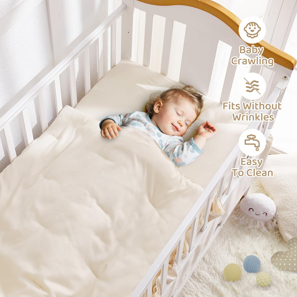 Crib Bedding Set for Girls, 3-Piece Boho Ruffle Baby Bedding Crib Set Include Boho Crib Comforter, Crib Fitted Sheet