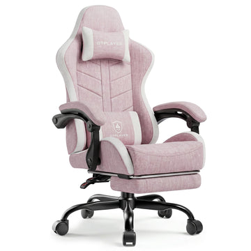 Gaming Chair for Adults, Computer Chair with Footrest, Pink