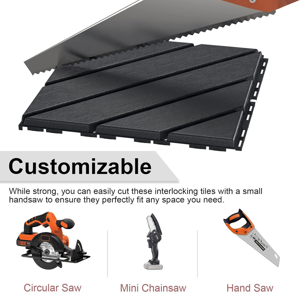 9 Pack Interlocking Deck Tiles, 12"x12" Patio Pavers, Heavy Duty Plastic Outdoor Flooring with Drainage, Waterproof
