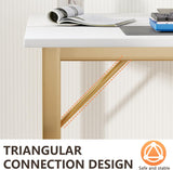 Computer Desk,Home Office Desk, Modern Simple Style Study Writing (Gold, 55 Inch)