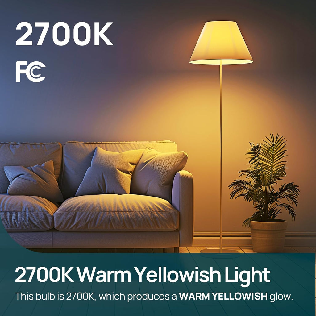 A19 LED Light Bulbs Dimmable, 60W Equivalent, Energy Efficient 9W, 2700K, 800 Lumens, E26 Standard Base, Lighting for
