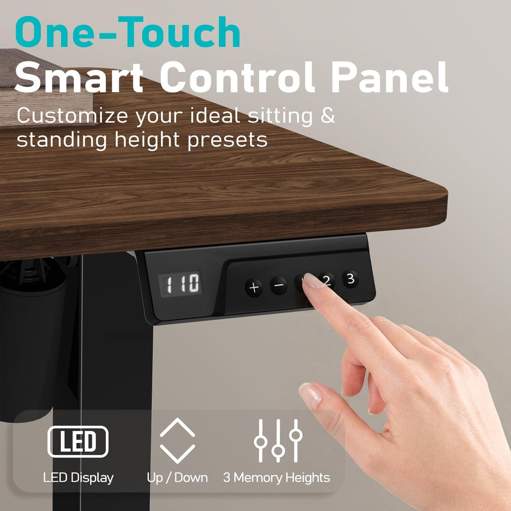 35" Electric Standing Desk, Small Sit Stand up Desk, Dark Walnut