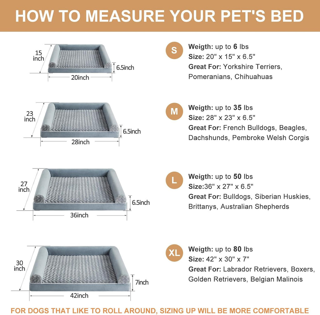 Orthopedic Dog Bed Extra Large Big Comfy Pet Couch Sofa Bed with Removable Washable Cover & Nonskid Bottom for Medium
