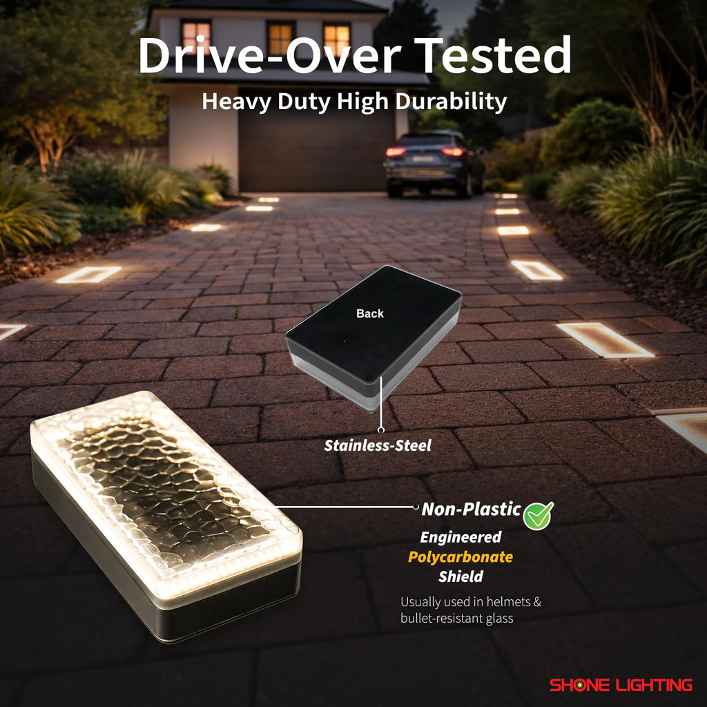 4x8 Solar Ground Lights, 3500K Paver Light, Warm White, 6Pack