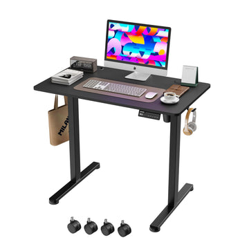 35"x20" Small Electric Standing Desk, Whole Piece Desktop, Black