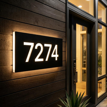 Custom Lighted House Numbers for Outside, Waterproof Stainless Steel LED Address Sign, Acrylic Light Up Backlit