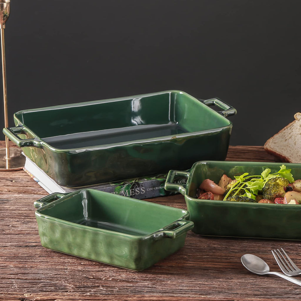 Ceramic Bakeware Set, Porcelain Rectangular Baking Dish, Baking Pan Lasagna Pans Casserole Dish Set for Cooking
