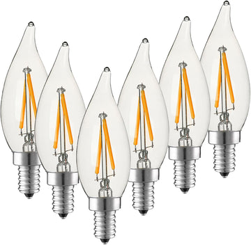 Dimmable LED Candelabra Bulb 25W Equivalent,2700K Warm White, 200Lumens, 2W CA10 Vintage Chandelier Light Bulbs, e12