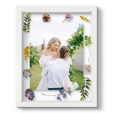 11x14 Floating Picture Frame White - Solid Wood for Pressed Flower -1 Pack