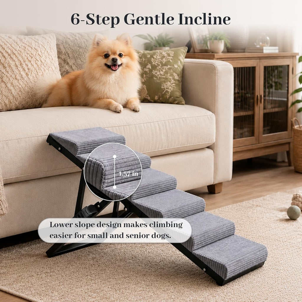 Dog Ramp for Bed, Foldable Dog Ramp, 5 Adjustable Heights, 13"-19", 100 lb