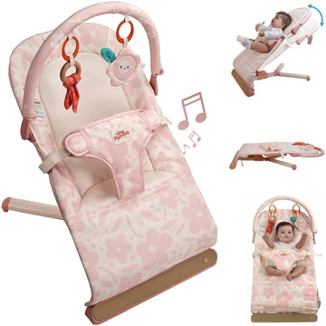 Portable Foldable Baby Bouncer with Ergonomic & Music, 0