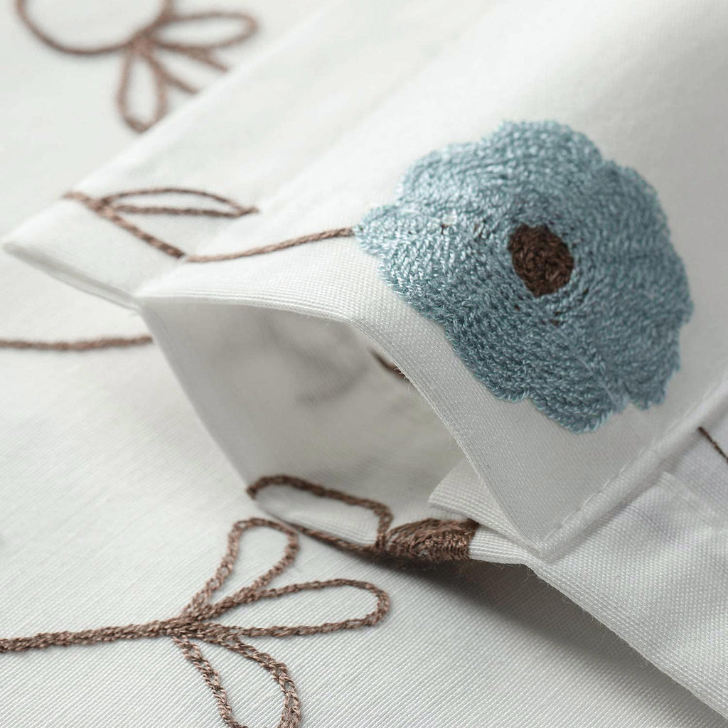 Linen Textured Window Valance, Blue Flower Pattern, 42 x 18, 1 Panel