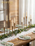 Iron Taper Candle Holders: Gold Tall Candelabra for Candlestick - Antique Brass Candle Stick Holder 5 Arm