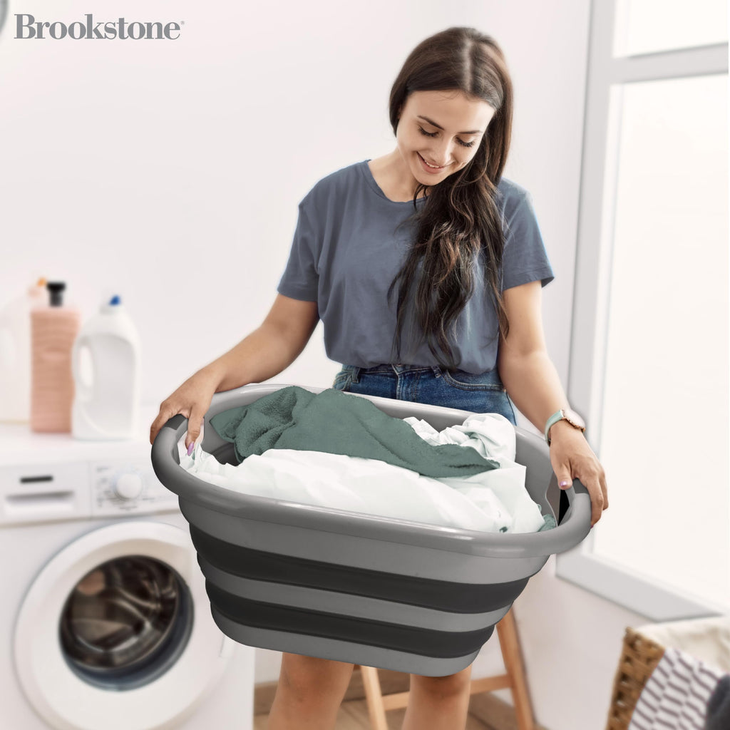 Collapsible Laundry Basket Set, Modern Extra Large Collapsible Basket Set, Comfort Non-Slip Grip Handles, Minimalist