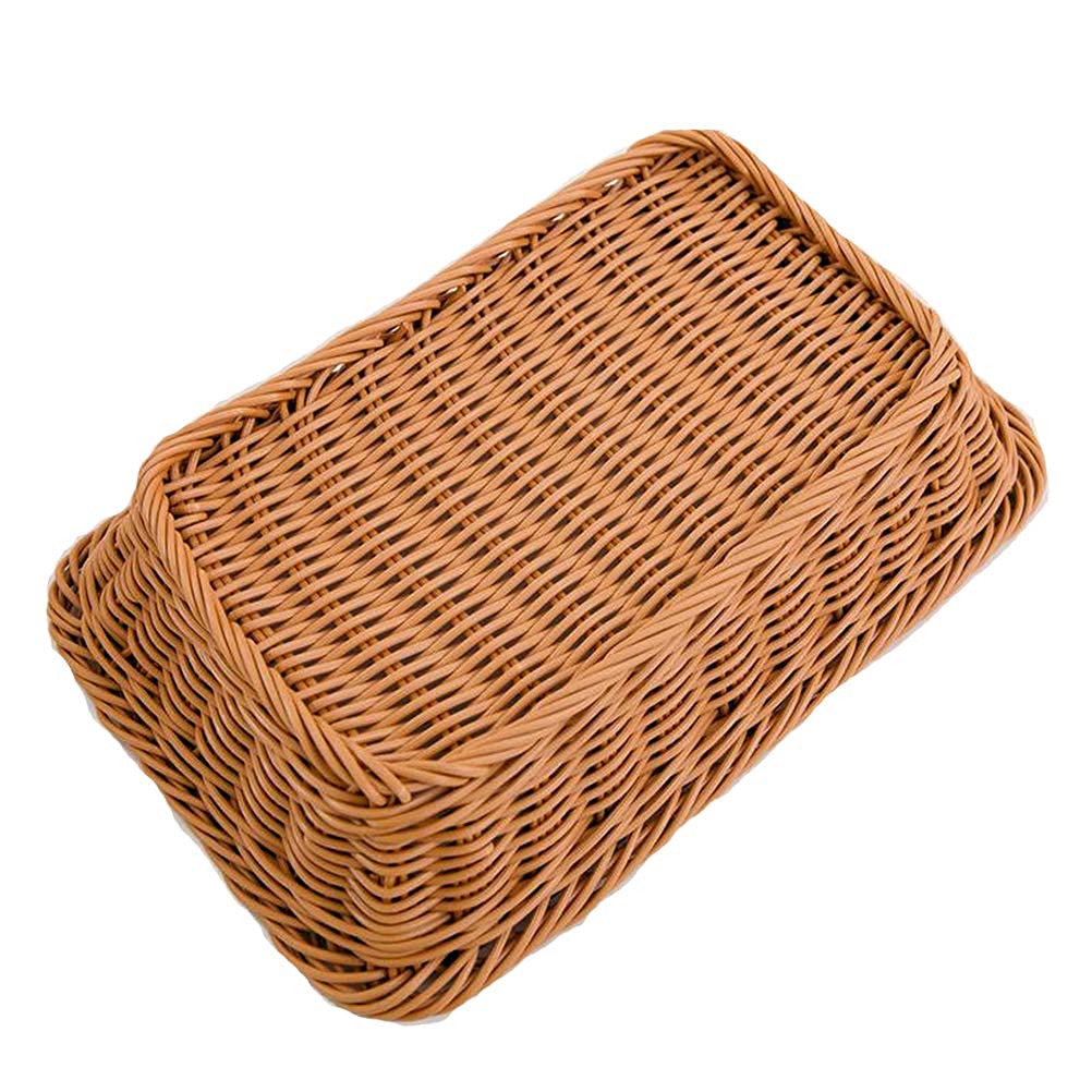 3 Pack Imitation Rattan Woven Bread Baskets, 11.8 x 7.8 Inch Plastic Wicker Fruit Baskets for Food Serving
