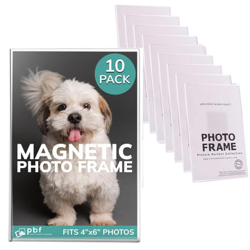Pbf 4x6 Clear Magnetic Picture Frame Photo Holder for Refrigerator, 10-Pack