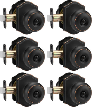 Oil Rubbed Bronze Door Knobs Interior, Bedroom Door Knob & Bathroom Classic, Bronze Interior Door Knobs 6 Pack