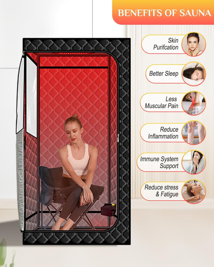 Smartmak Portable Sauna with Infrared 660nm Red Light Therapy Lamp for Home Relaxation