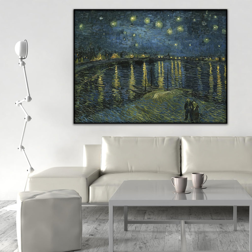 Van Gogh Canvas Wall Art -starry night over the rhone print - City Starry Sky Poster - Famous Oil Painting