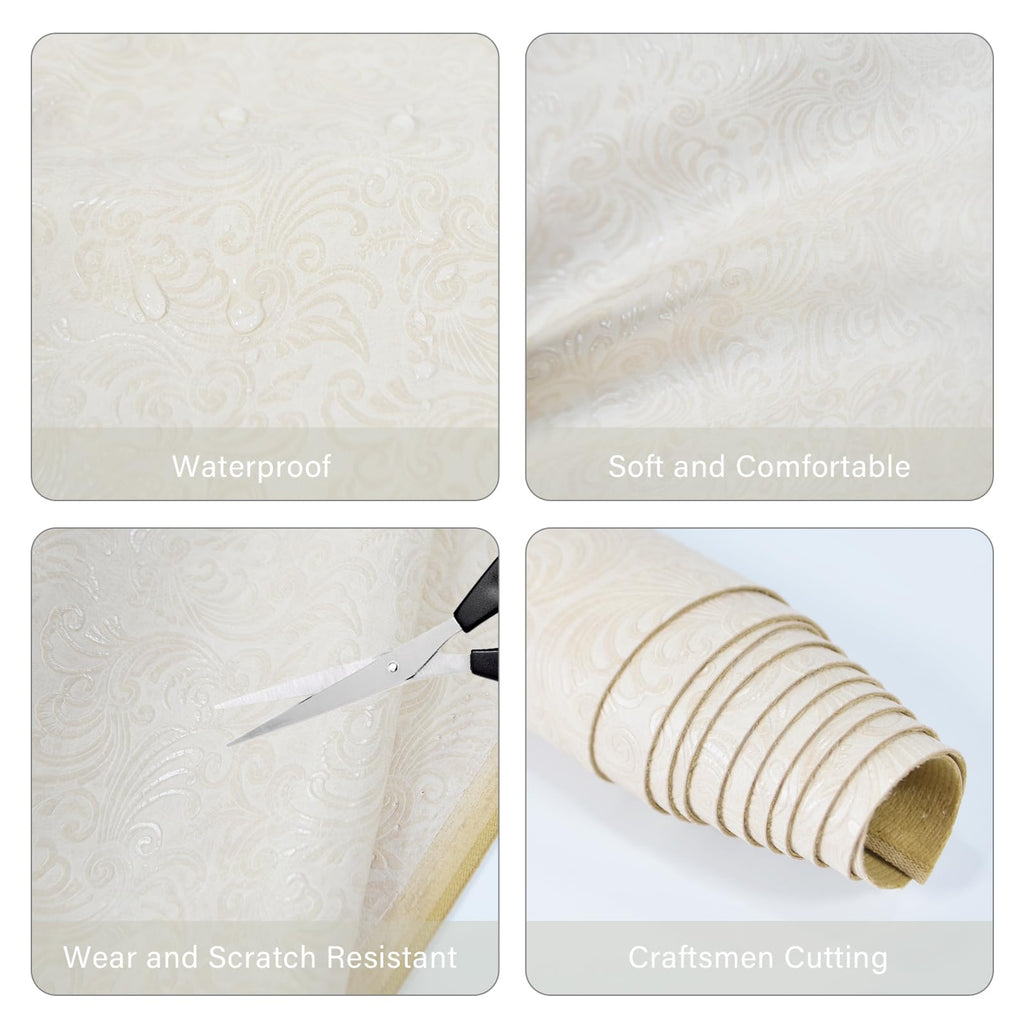 Faux Leather Fabric, 54"x108" Thick Durable Synthetic Upholstery Embossed Leather Vinyl, Soft Waterproof Durable