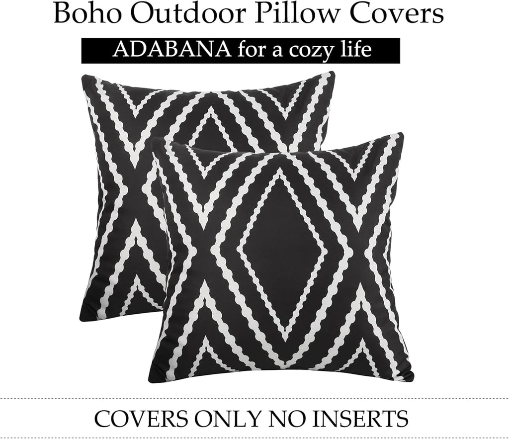 Outdoor Waterproof Throw Pillow Covers Set of 2 Boho Geometric Pillows Cover
