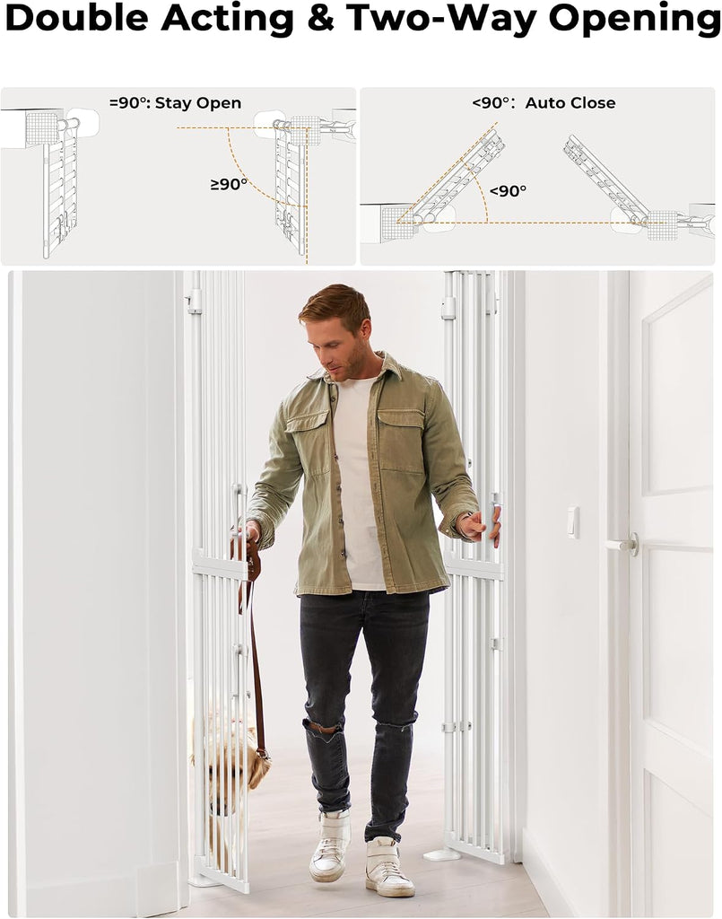 Extra Tall Cat Gate for Doorway: 74.8"-90.5" Tall Cat Gates for Pet 30.3"-38.2" Wide Pressure Mount No Wall Drilling