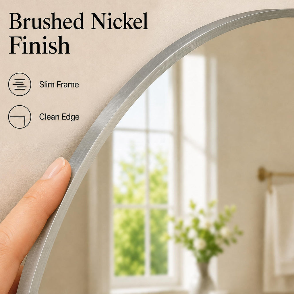 2-Pack 20x30 Inch Pill Shaped Bathroom Mirrors, Brushed Nickel