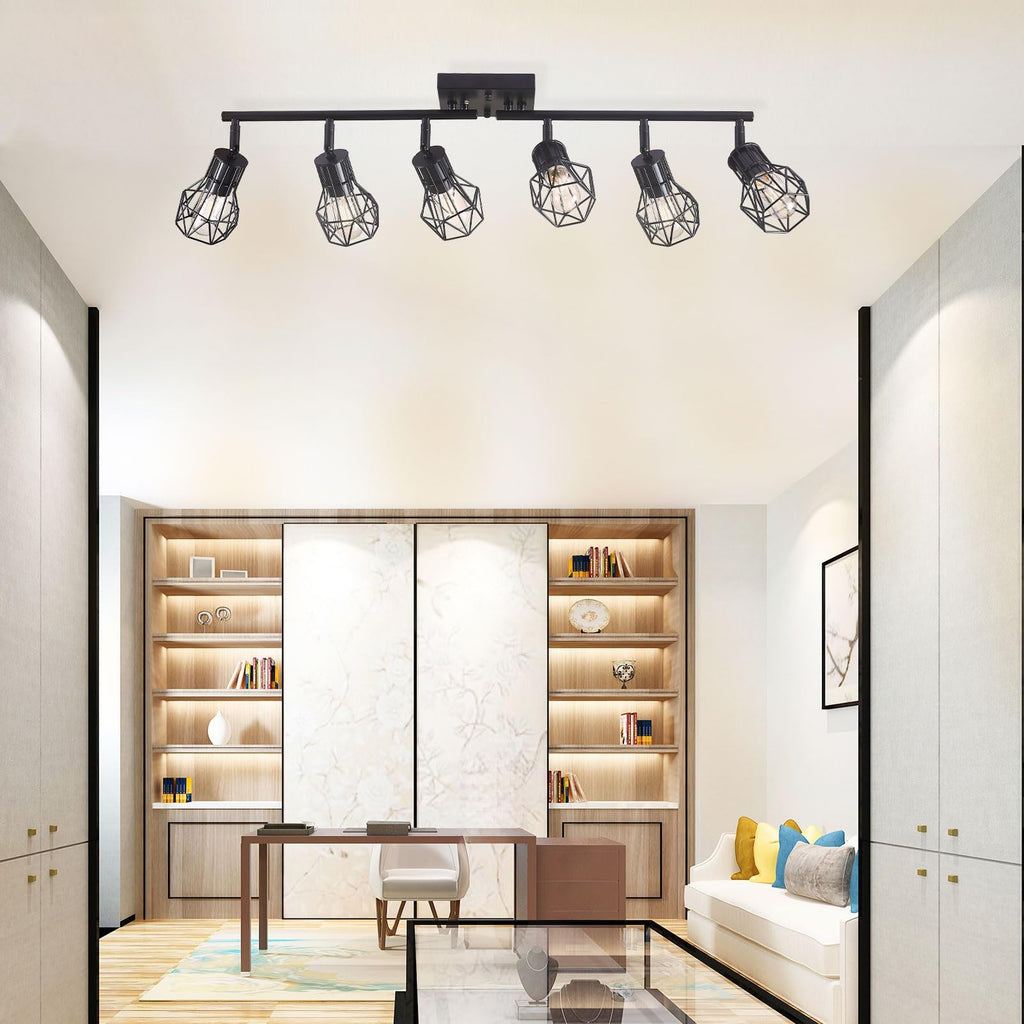 Matte Black Ceiling Mount Track Lighting 6-Light E26