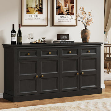 63 Inch Buffet Cabinets with Storage, 4-Doors Sideboard Credenza