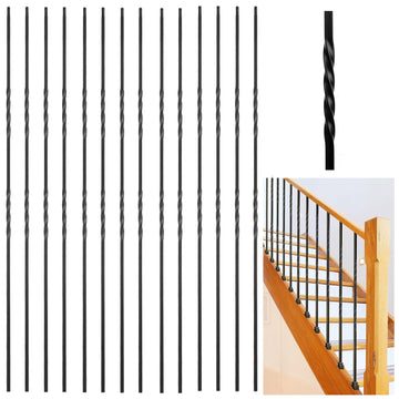 15 Pcs Wrought Iron Balusters, Hollow Double Twist Iron Balusters
