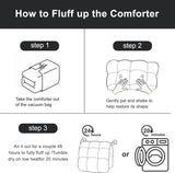 Luxury Goose Feather Down Fiber Comforter Queen, 300TC Grey Cotton Blended Duvet Insert