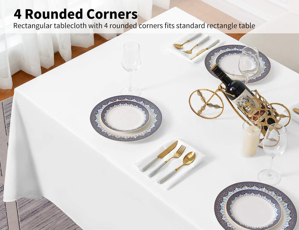 90x156 Inch White Tablecloth for 8 Foot Rectangle Tables