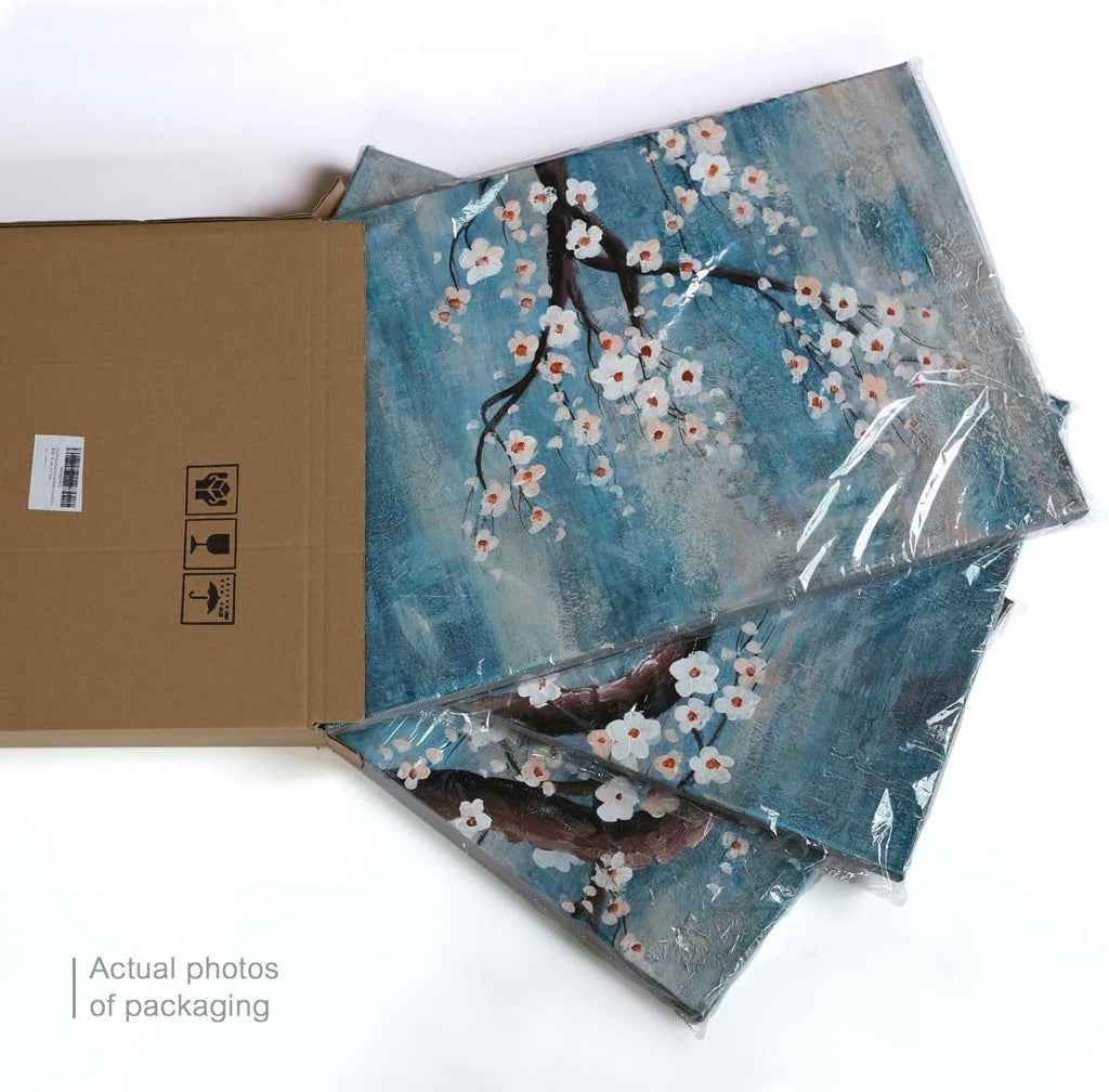3 Piece Wall Art Hand-Painted Framed Flower Oil Painting On Canvas Gallery Wrapped Modern Floral Artwork Bedroom