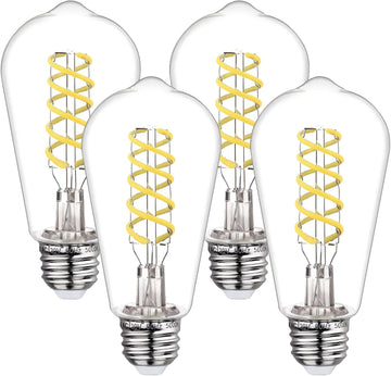 4Pack Dimmable LED Edison Bulbs,5000K Daylight White, 6W Equivalent to 60W Vintage Light Bulbs, Antique Flexible